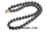 GMN7816 18 - 36 inches 8mm, 10mm round black labradorite beaded necklaces