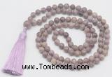 GMN813 Hand-knotted 8mm, 10mm lepidolite 108 beads mala necklace with tassel