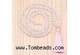 GMN8701 Hand-Knotted 8mm, 10mm Matte Rose Quartz 108 Beads Mala Necklace