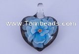 LP09 16*30*40mm heart inner flower lampwork glass pendants