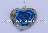LP27 12*38*43mm heart inner flower lampwork glass pendants