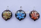LP33 16*30*45mm heart inner flower lampwork glass pendants