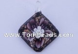 LP58 12*38*48mm diamond inner flower lampwork glass pendants