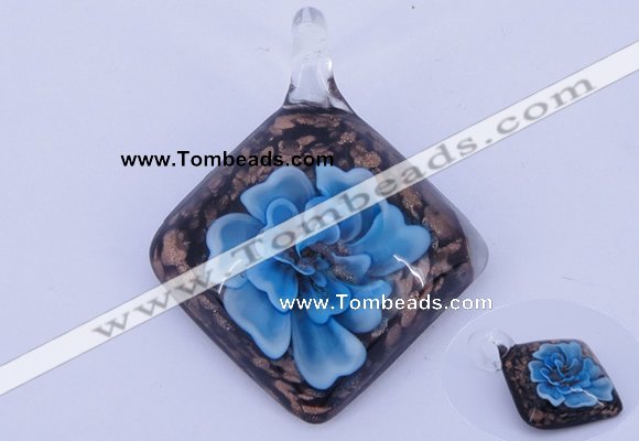 LP59 12*38*48mm diamond inner flower lampwork glass pendants