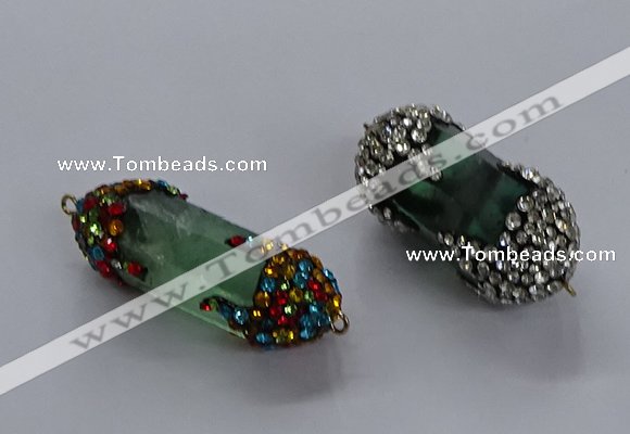 NGC1465 15*40mm - 15*45mm faceted nuggets green fluorite connectors