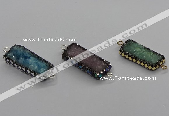 NGC1731 12*25mm - 12*30mm rectangle druzy agate connectors