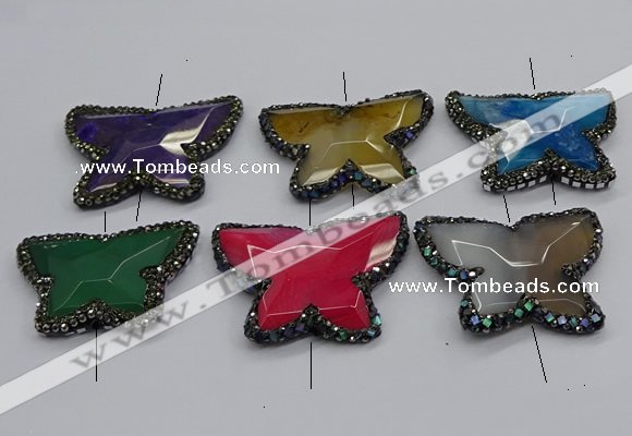 NGC1750 35*45mm - 35*50mm butterfly agate gemstone connectors
