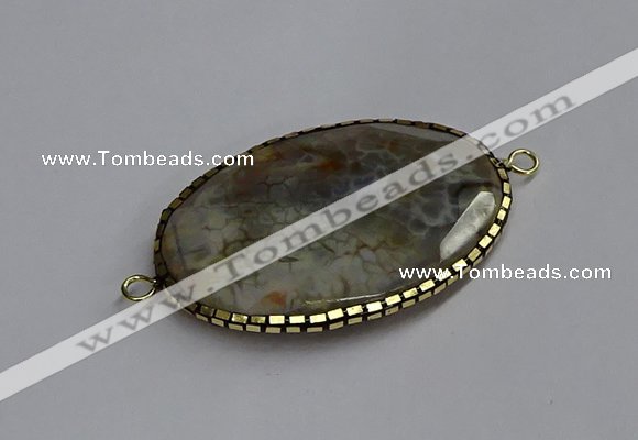 NGC1826 35*50mm oval agate gemstone connectors wholesale