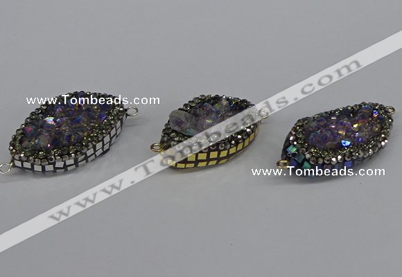 NGC1863 20*30mm - 22*35mm marquise plated druzy amethyst connectors