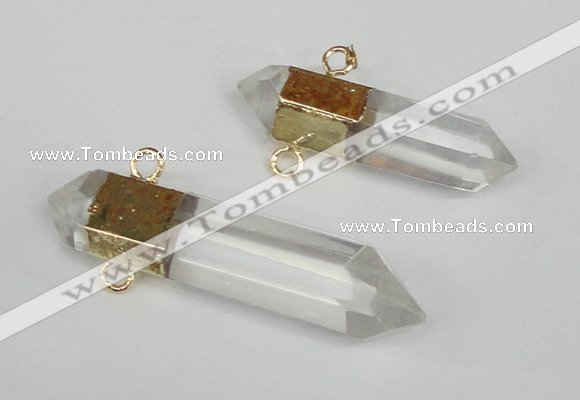 NGC226 10*35mm - 12*45mm faceted nuggets white crystal connectors