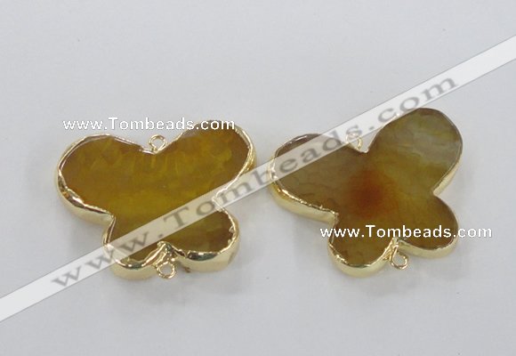NGC316 30*38mm butterfly agate gemstone connectors wholesale