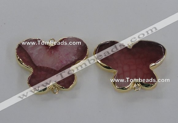 NGC317 30*38mm butterfly agate gemstone connectors wholesale