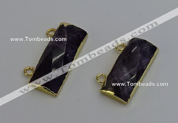 NGC5108 12*30mm - 15*35mm faceted rectangle amethyst connectors