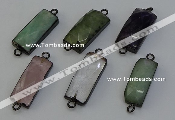 NGC5205 12*30mm - 15*30mm faceted rectangle mixed gemstone connectors
