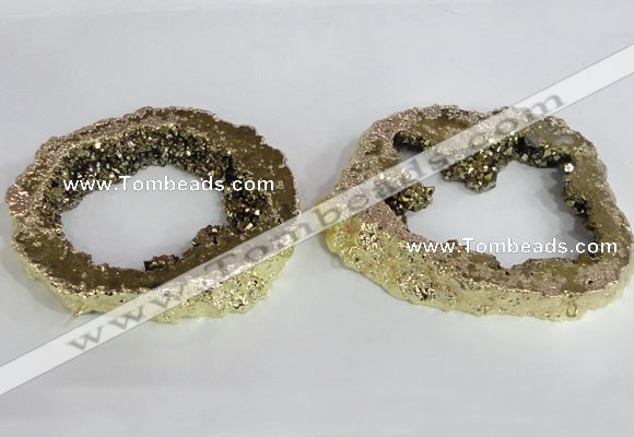 NGC521 45*50mm - 55*65mm freeform plated druzy agate connectors