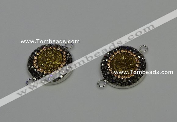 NGC5325 20mm - 22mm coin plated druzy agate connectors