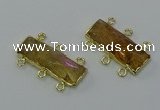 NGC5354 12*30mm - 15*30mm faceted rectangle citrine connectors