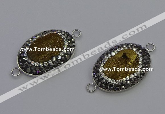 NGC5475 18*25mm oval plated druzy agate gemstone connectors