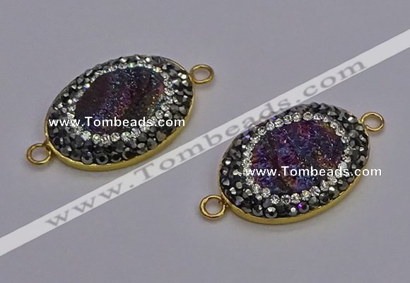 NGC5483 18*25mm oval plated druzy agate gemstone connectors