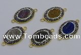 NGC5488 18*25mm oval plated druzy agate gemstone connectors