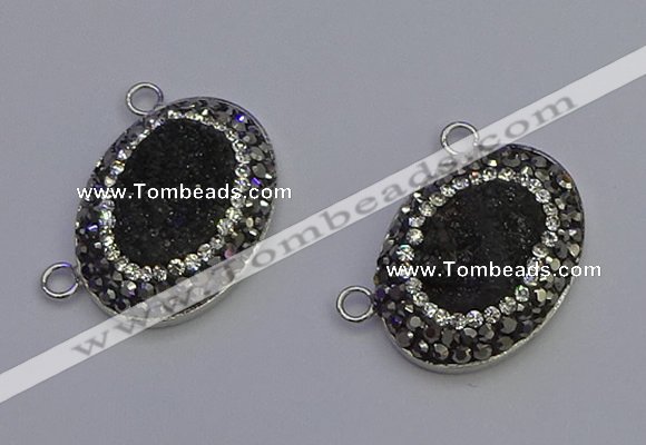 NGC5491 18*25mm oval plated druzy agate gemstone connectors