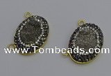 NGC5500 18*25mm oval plated druzy agate gemstone connectors
