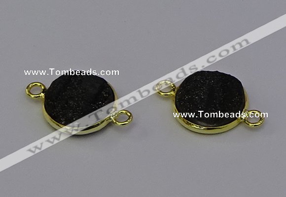 NGC5601 15mm - 16mm coin plated druzy agate connectors wholesale