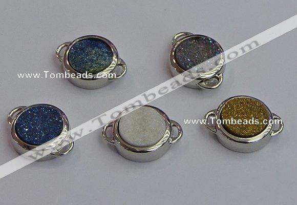 NGC5830 15mm coin plated druzy agate connectors wholesale