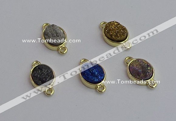 NGC5848 11*13mm oval plated druzy agate connectors wholesale