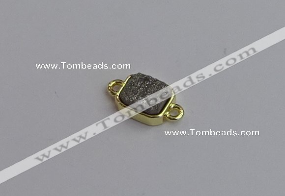 NGC5860 10*12mm rectangle plated druzy agate connectors wholesale