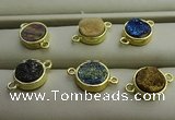 NGC6000 12mm coin plated druzy agate connectors wholesale