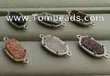 NGC6015 5*8mm oval plated druzy agate connectors wholesale