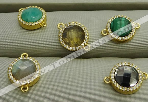 NGC6052 11mm coin mixed gemstone connectors wholesale