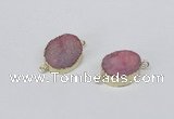 NGC860 15*20mm oval druzy agate gemstone connectors wholesale