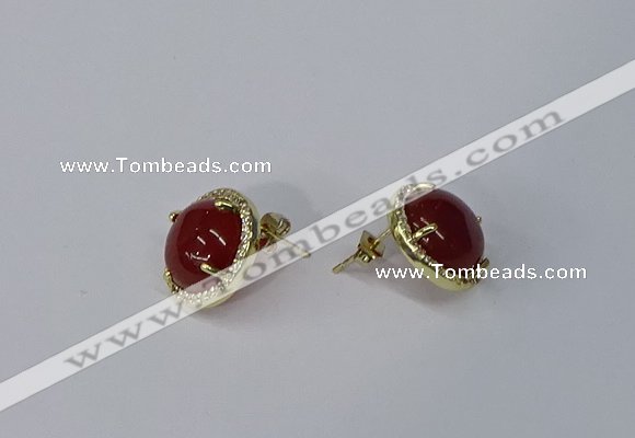 NGE183 12mm flat round agate gemstone earrings wholesale