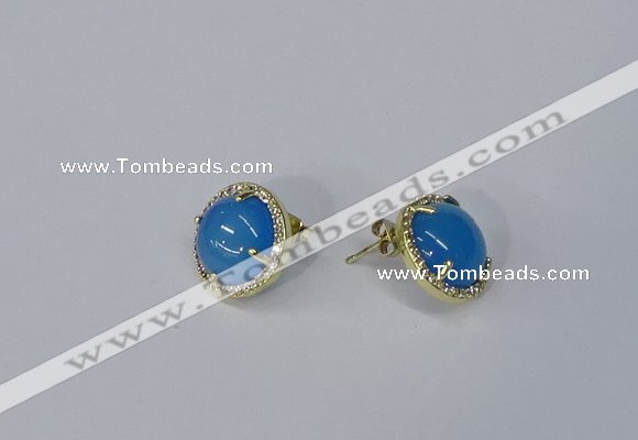 NGE184 12mm flat round agate gemstone earrings wholesale