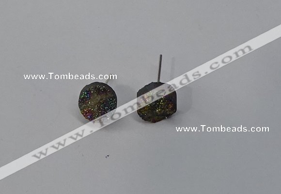 NGE217 8mm coin druzy agate gemstone earrings wholesale