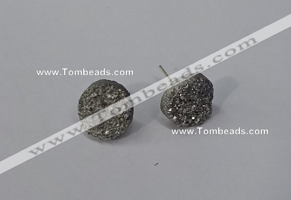 NGE221 12mm coin druzy agate gemstone earrings wholesale