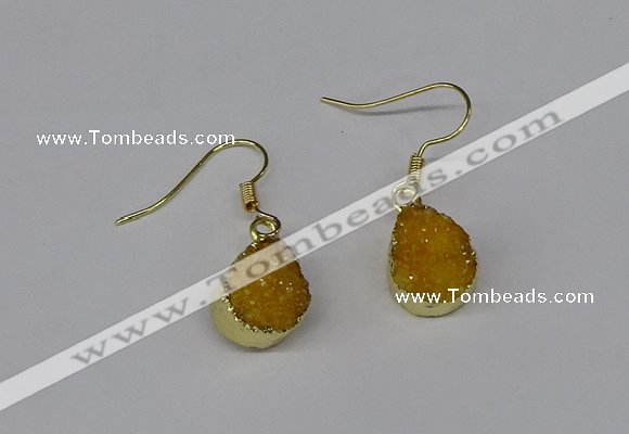 NGE243 10*12mm teardrop druzy agate gemstone earrings wholesale