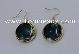 NGE275 25mm flat round agate gemstone earrings wholeasle