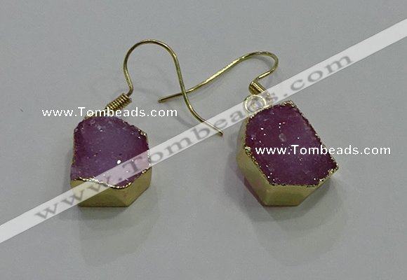 NGE323 10*14mm - 12*16mm freeform druzy agate gemstone earrings