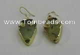 NGE5006 18*25mm - 20*30mm arrowhead green rutilated quartz earrings