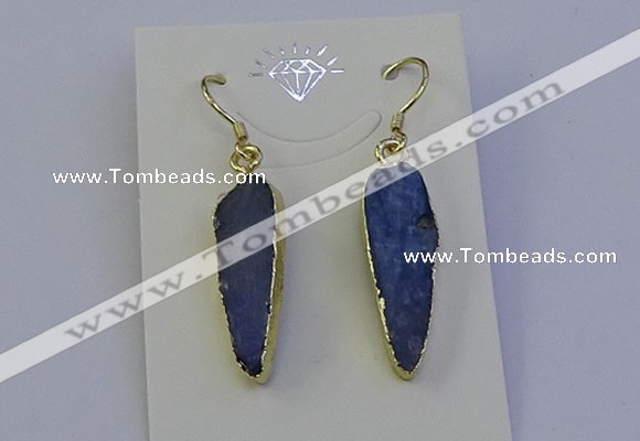 NGE5158 8*25mm flat teardrop blue kyanite earrings wholesale
