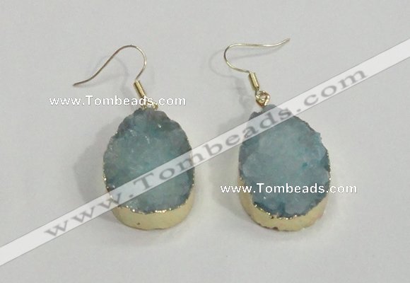 NGE77 20*30mm teardrop druzy agate gemstone earrings wholesale