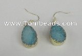 NGE87 15*20mm teardrop druzy agate gemstone earrings wholesale