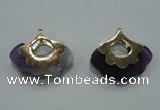 NGP1071 8*25*28mm amethyst gemstone pendants with brass setting