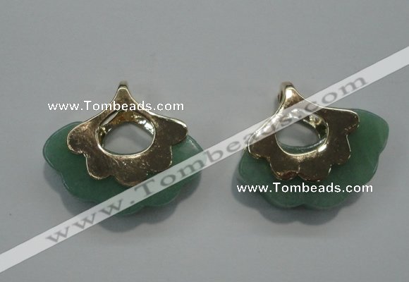 NGP1072 8*25*28mm gree aventurine pendants with brass setting