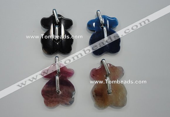 NGP1082 30*40mm agate gemstone pendants with brass setting