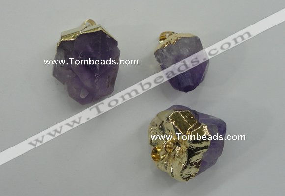 NGP1093 18*25mm - 25*40mm faceted nuggets amethyst pendants
