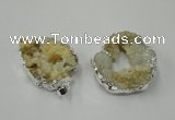NGP1138 25*35mm - 40*45mm freeform druzy agate pendants with brass setting